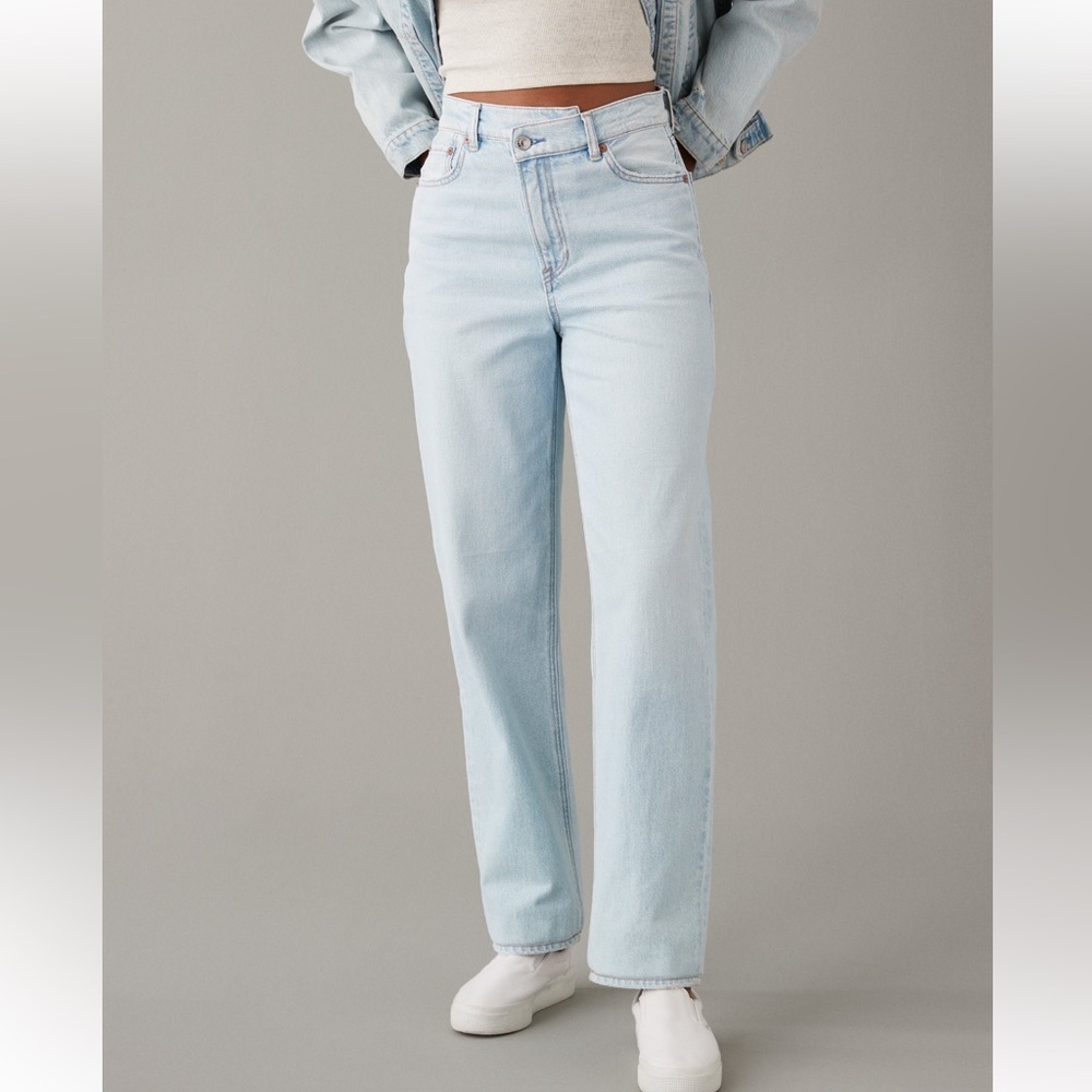 American Eagle Strigid Highest Waist Crossover Baggy Straight Jean